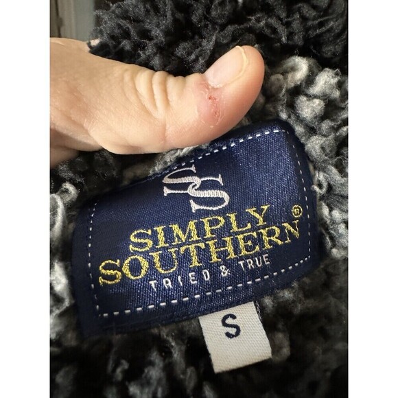 Simply Southern 1/4 Zip Sherpa Fleece Pullover Mock Neck Jacket Gray Women Sz S - Picture 6 of 9